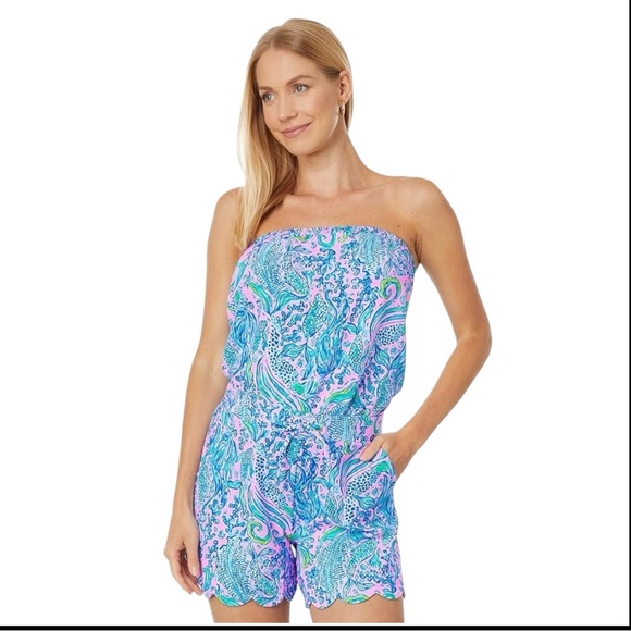 NWT Lilly Pulitzer Jace Strapless Romper in Lilac Rose We...